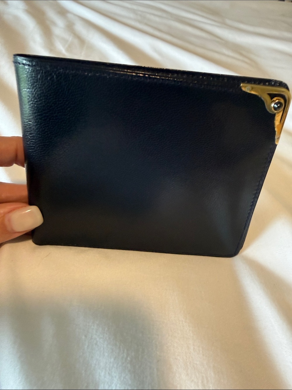 Cartier Navy Blue Men's Leather Bi-Fold Wallet Real Sapphire stone includes COA - Picture 5 of 9